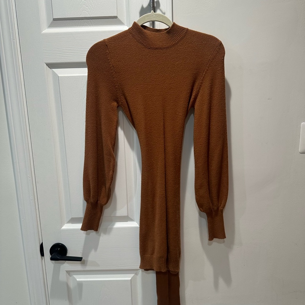 Elegant Brown Knit Dress
